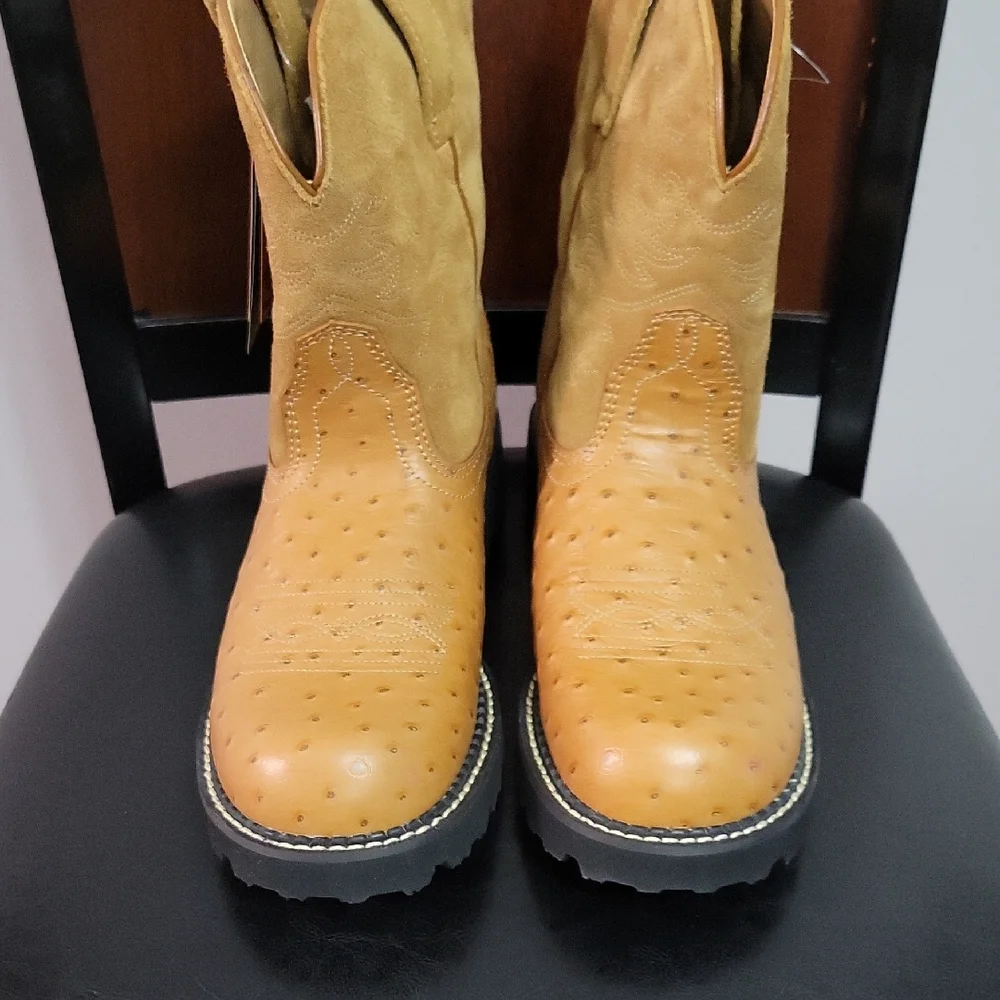 Classic Tan Leather Cowboy Boots - Picture 1 of 5